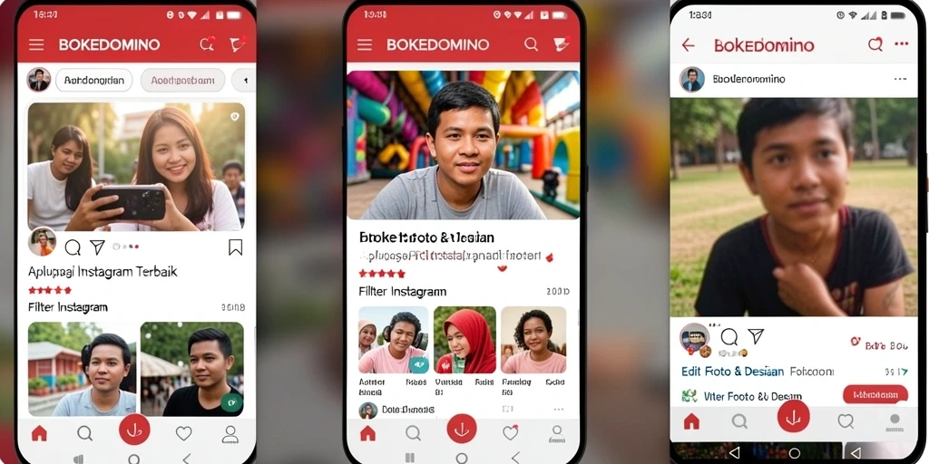 Antarmuka BOKEDOMINO yang menarik untuk pengeditan foto.