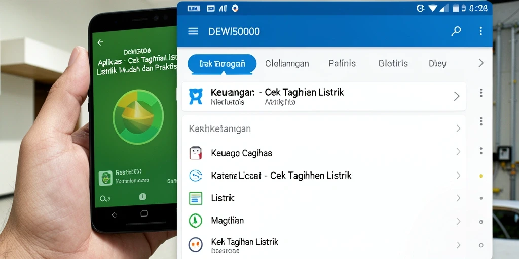 Tampilan antarmuka DEWI5000 yang membantu pengecekan tagihan listrik.