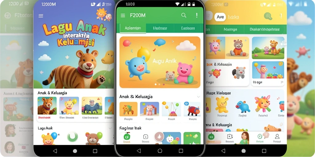 Antarmuka interaktif F200M yang menyajikan lagu anak dengan menarik.