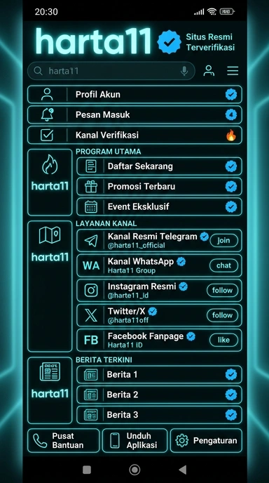 Tampilan kanal resmi harta11